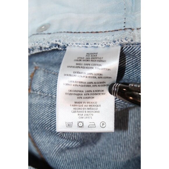 Re/Done Jeans 70s Stove Pipe Raw Hem 28 Blue High Rise Denim Button Fly Distress - Picture 5 of 6